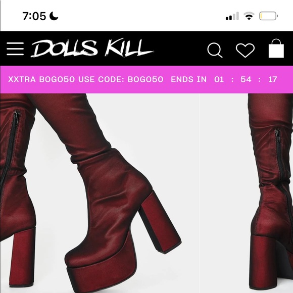 DollsKill Rare Know My Worth Platform Boots Current Mood Red Mesh Thigh High - Picture 9 of 10